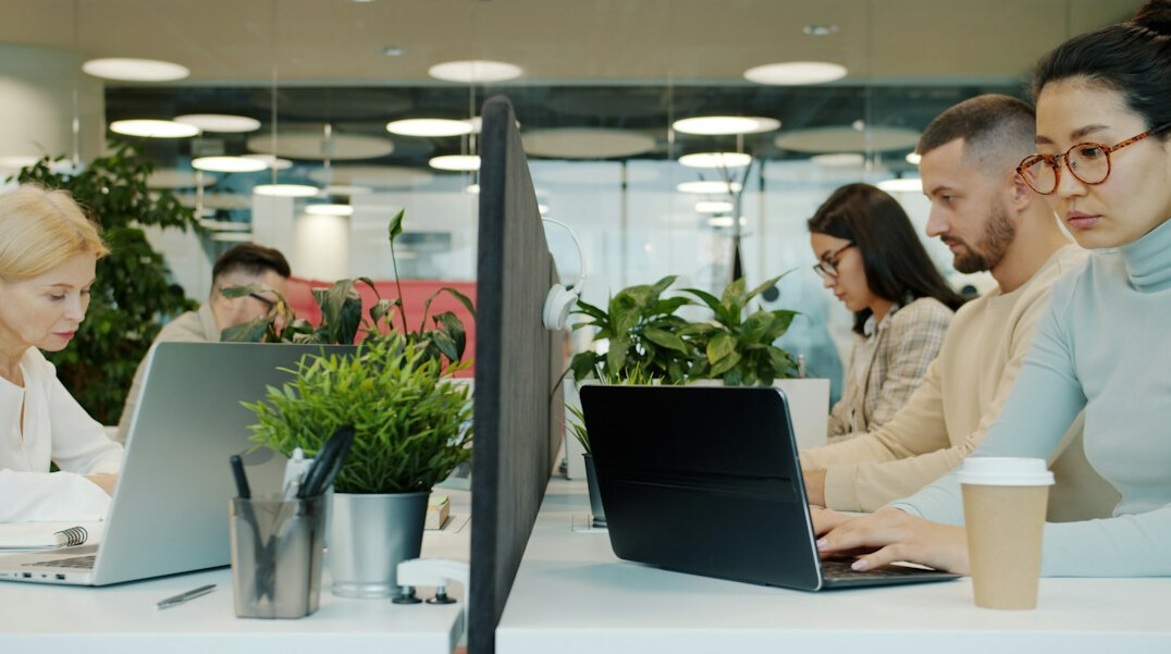 healthy team in corporate office