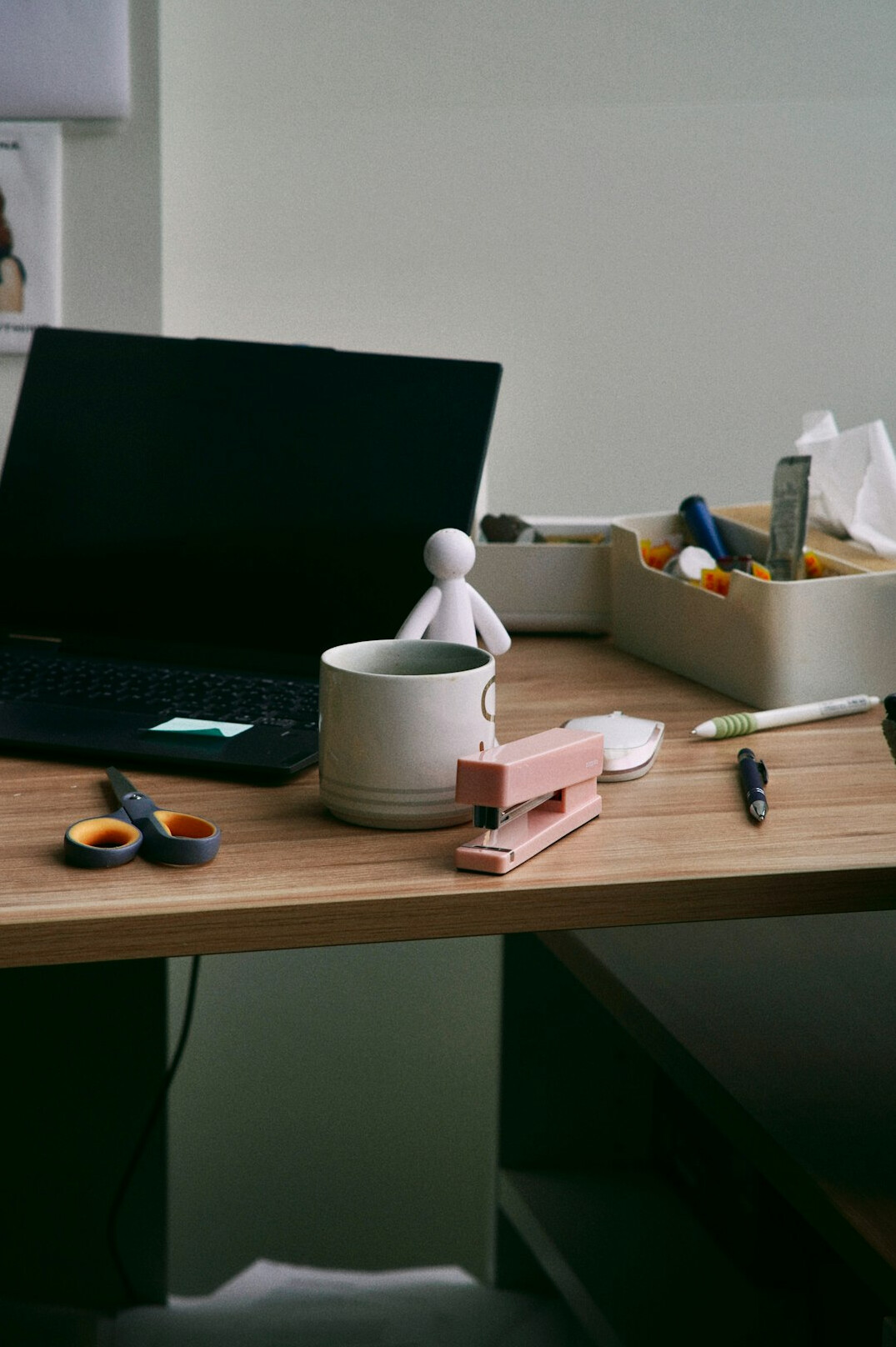 person meditating at desk
